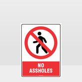 Custom Design Sign,Prohibition No Assholes Sign